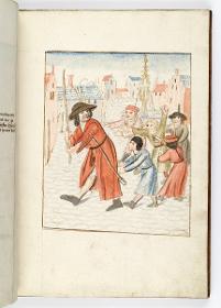 Einzug der Johanna von Kastilien in Brüssel am 9. Dezember 1496: Einige Kinder verspotten den Narren Histrio