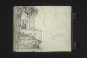 Ausblick auf Häuser, Höfe und Gärten