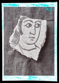 Malereien aus Haus XVI, weiblicher Kopf (Ornament Nr. 141)