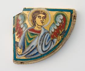 Grubenschmelzplatte mit Halbfigur eines Engels