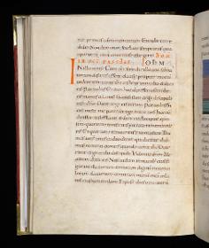 Evangelistar Heinrichs IV. (?), Textseite mit roter Textmarke I