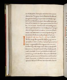 Evangelistar Heinrichs IV. (?), Textseite mit roter Textmarke I