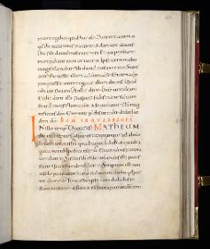 Evangelistar Heinrichs IV. (?), Textseite mit roter Textmarke I