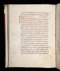 Evangelistar Heinrichs IV. (?), Textseite mit roter Textmarke I