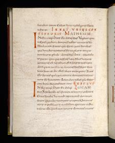 Evangelistar Heinrichs IV. (?), Textseite mit roten Textmarken I
