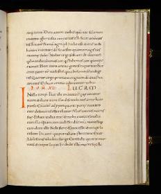 Evangelistar Heinrichs IV. (?), Textseite mit roter Textmarke I