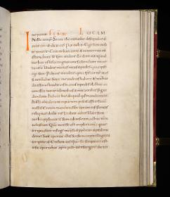 Evangelistar Heinrichs IV. (?), Textseite mit roter Textmarke I