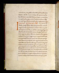Evangelistar Heinrichs IV. (?), Textseite mit roter Textmarke I