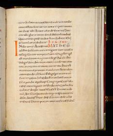 Evangelistar Heinrichs IV. (?), Textseite mit roter Textmarke I