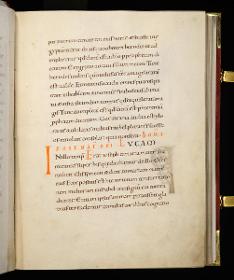 Evangelistar Heinrichs IV. (?), Textseite mit roter Textmarke I