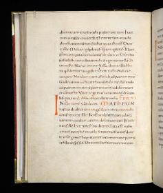 Evangelistar Heinrichs IV. (?), Textseite mit roter Textmarke I