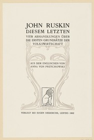Innentitel zu John Ruskin, Diesem Letzten, Vier Abhandlungen