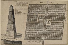 Stadtplan und Turmansicht von Babylon