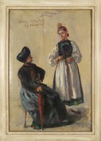 Zwei Mädchen in Schrunzer Tracht.
