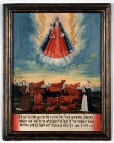 All her Zu Disen gnaden bilt hat sein Zue flucht genomben Johanes Piechlar van sollä in der gefehrlichen fichsucht ist vor unglich er halten worden gott sey Dankb und  Maria in Ebigkheit amen: 1743.