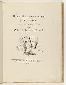 Titelblatt mit der Vignette "Grab-Verehrung" zu: 54 Steindrucke zu kleinen Schriften von Heinrich von Kleist