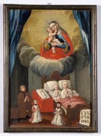 ExVoto 1742 [Familie bittet Maria Hilf um Genesung des jüngsten Kindes]