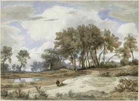 Italienische Landschaft, vorn zwei Mönche