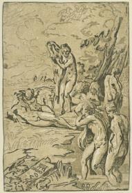 Diana entdeckt die Schwangerschaft der Callisto - Badende Nymphen (nach Parmigianino)