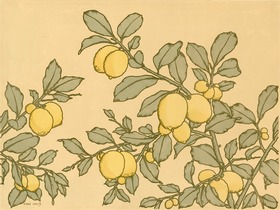 Blatt mit vegetabilem Dekor, Zitronen