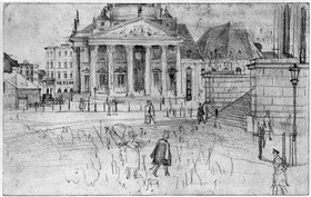 Blick auf den Gendarmenmarkt während der Aufbahrung der Märzgefallenen