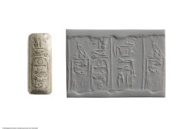 Rollsiegel mit dem Horusname und einer Kartusche Amenemhets III.