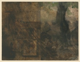 Nachtstück: Hauswand und Baumstamm
