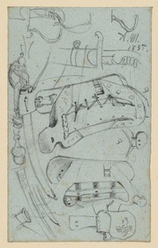 Bocksattelgestell, bespannter Bock, Seitengewehre, Patronentassche, Kanadarenstange