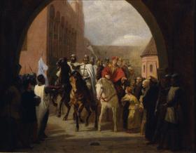 Einzug der Ordensritter in die Marienburg. Entwurf für die Ausmalung der Aula des Königlichen Wilhelms-Gymnasiums zu Königsberg