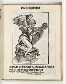 Wittenberger Heiltumsbuch: Silberstatuette eines Harfe spielenden Engels