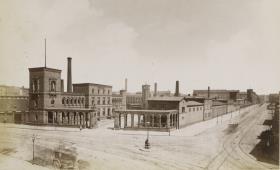 Berlin, Chausseestraße mit der Maschinenbauanstalt von August Borsig