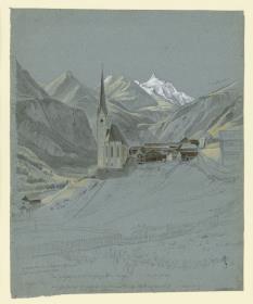 Kirche von Heiligenblut in Kärnten mit Großglockner