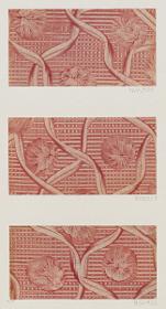Kleisterpapier mit Verdrängungsdekor (Gitterdekor)