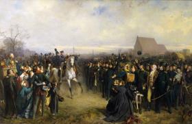 Die Freiwilligen von 1813 vor König Friedrich Wilhelm III. zu Breslau im März 1813