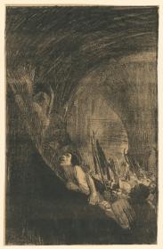 Bewaffnung in einem Gewölbe (Verworfene Fassung zu Blatt 4 aus "Bauernkrieg")