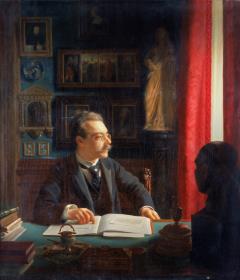 Bildnis James Simon (1851 - 1932) am Schreibtisch seines Arbeitszimmers