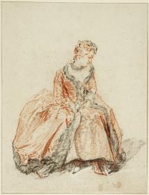 Sitzende Dame mit pelzbesetztem Gewand