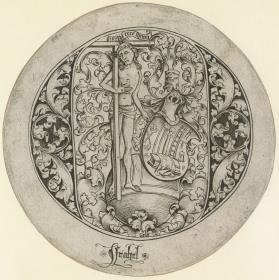 Schmerzensmann mit den Leidenswerkzeugen in einem Initial-O