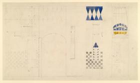 Darmstadt, Wohnhaus Olbrich, Toilette und zugehöriger Vorraum, Wandaufrisse