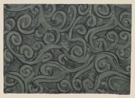 Kleisterpapier mit Verdrängungsdekor (Spiralen)