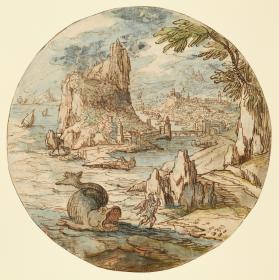 Fantastische Landschaft mit Jonas und dem Walfisch
