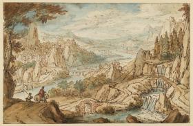Fantastische Landschaft mit in die Tiefe führendem Fluss