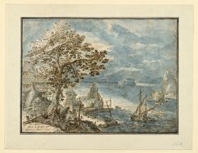 Hafen in einer bergigen Bucht