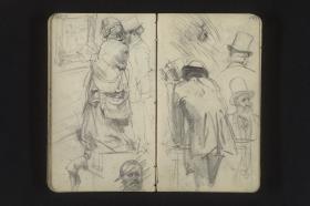 Besucher im Musée du Louvre, Männerstudien (teils verworfen)