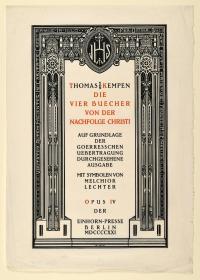 Probedruck des Titelblattes zu Thomas von Kempen Die vier Bücher von der Nachfolge Christi
