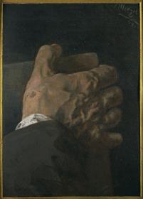 Männliche Hand eine Tafel umfassend