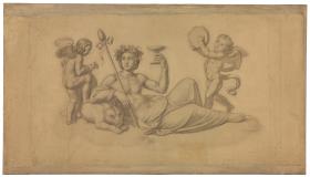 Dionysos mit zwei Eroten