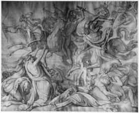 Die vier apokalyptischen Reiter. Karton zum Campo Santo in Berlin