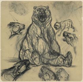 Der gestellte Bär (Russland) (Zeichnung zur Lithographie in "Kriegszeit")