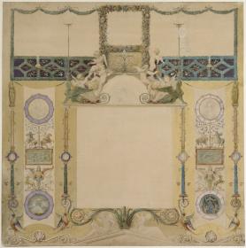 Entwurf zu den Rahmenleisten der "Symphonie" in der Neuen Pinakothek in München